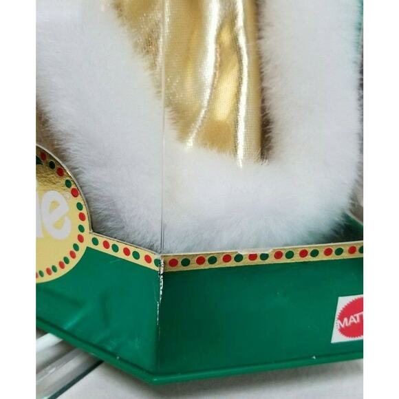 VTG 1994 Holidays SPECIAL EDITION Barbie Doll 12155 Gold White Faux Fur Trim - Picture 2 of 10